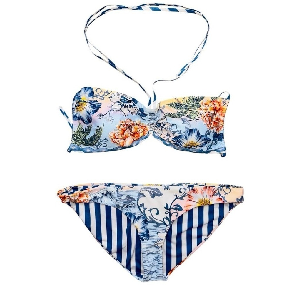 Agua Bendita Large‎ Kai 2 Piece Blue Bikini Women's Size L NWT